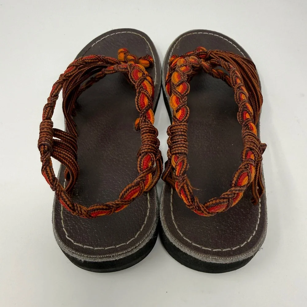 Free Ways Sandals Size Small Open Toe‎ Multi Color Braided Strap Sandals Women's